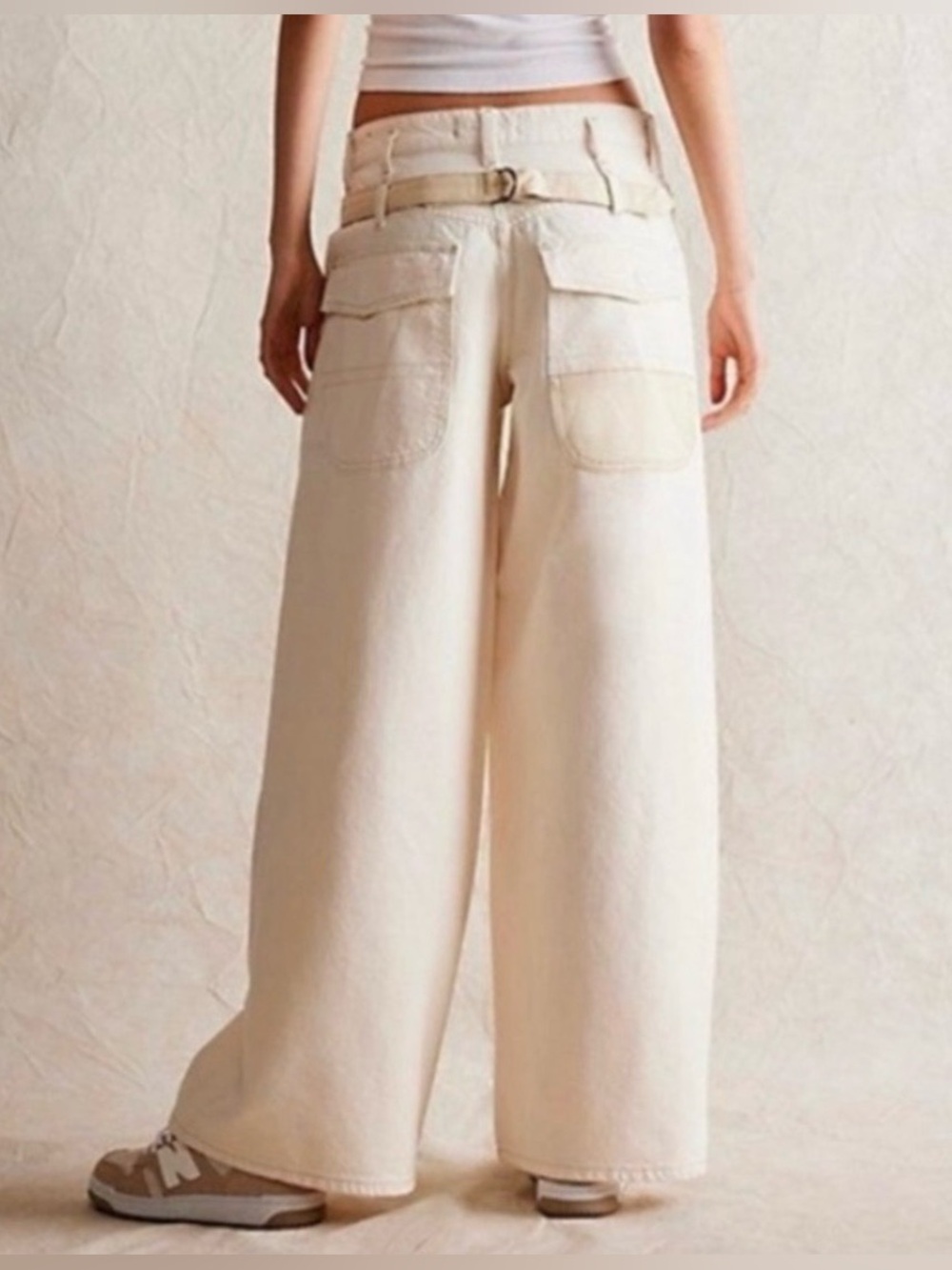 Free People wide leg cream “Waterfalls” Jeans!